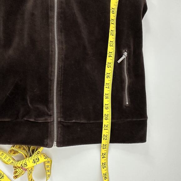 Lauren Ralph Lauren Jacket Women Small Brown Velour Zip Sweatshirt Track velvet - Picture 8 of 10